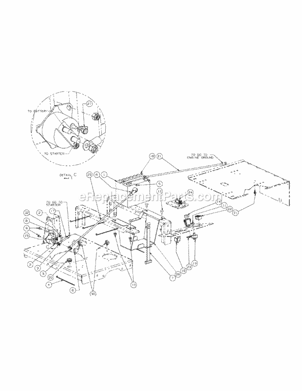 Kawasaki 25hp Electrical Assembly Diagram and Parts List for M54-KW 53AI8CT4050 Cub Cadet Sprayer